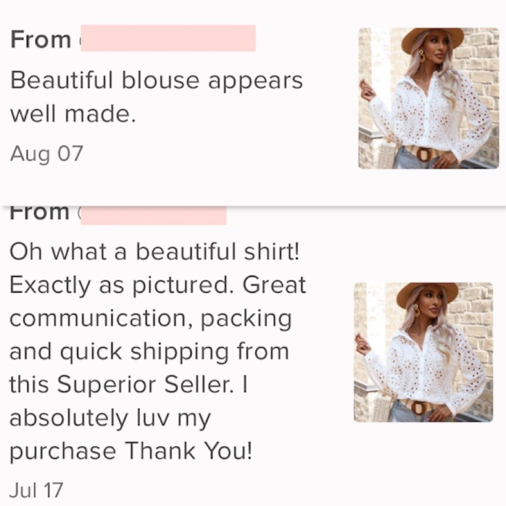 White Boho Eyelet Button Down Shirt Bishop Long Sleeves - Picture 9 of 9